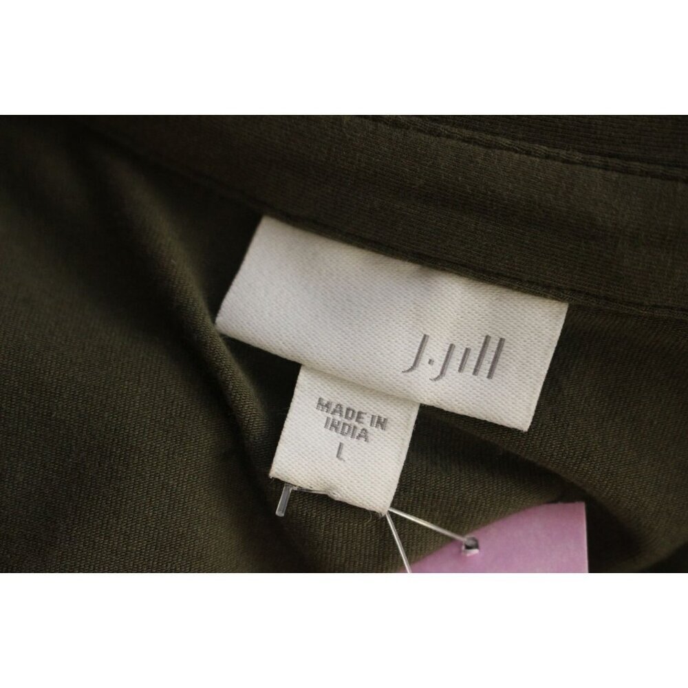 NWT J. Jill Kale Green Knit Button Up Short Sleeve T-Shirt Dress Pockets Size L - Picture 5 of 7